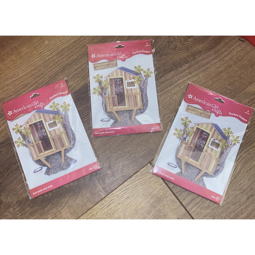 3x American Girl Craft Stickers‎ Stacked Tree House Club Members Only Peel Stick